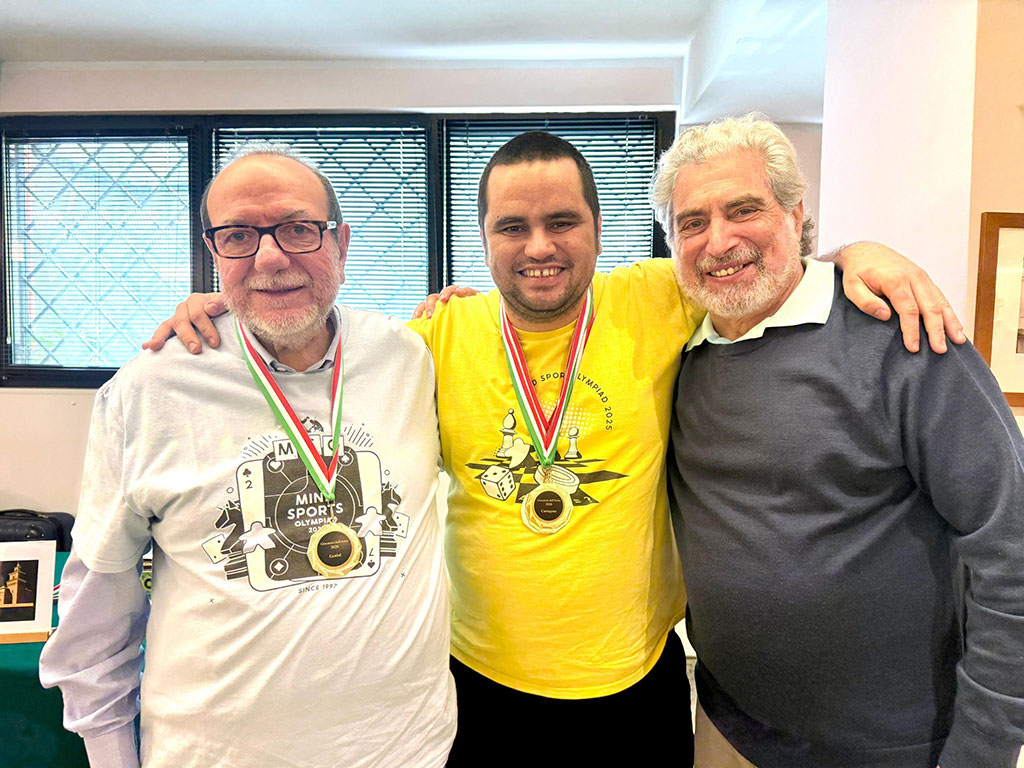 Il podio del Giocatore dell'Anno 2026: Dario De Toffoli, Daniel Angeletas e Paco García de la Banda